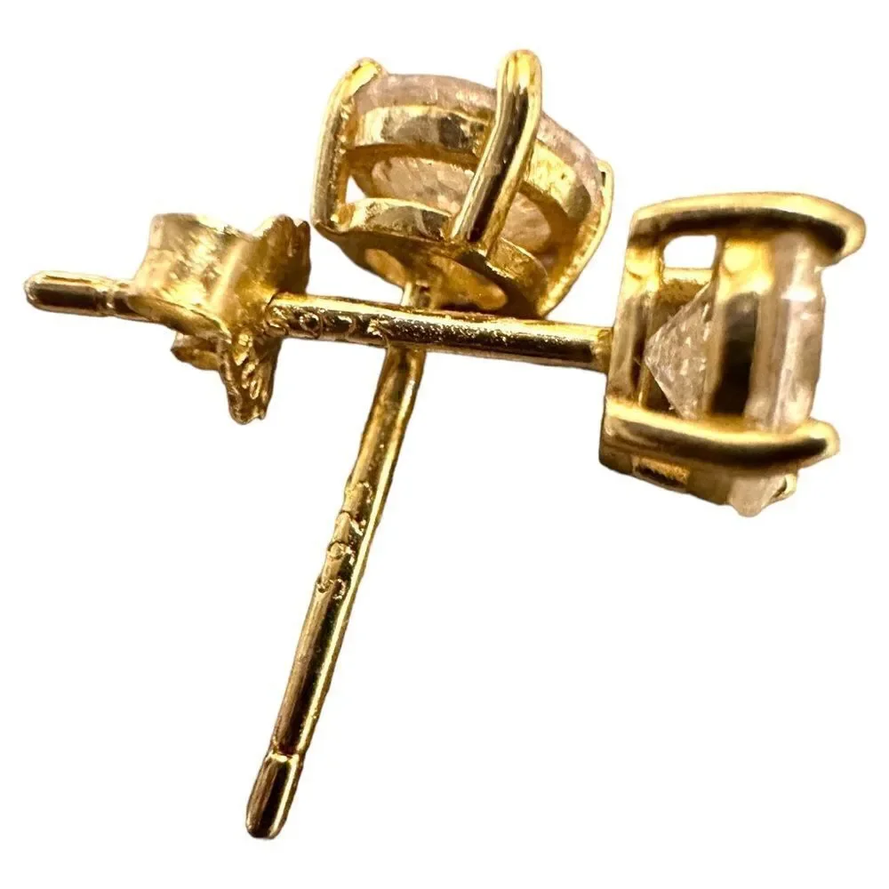 Children’s 925 Gold Zirconia Stud Earrings – One Missing Back